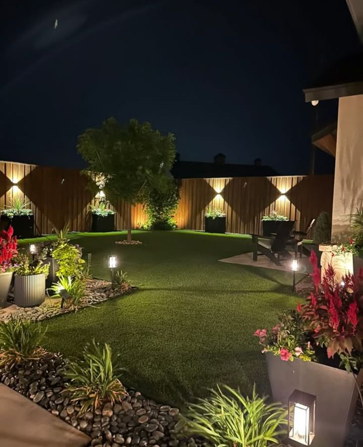 Warm solar patio lights creating a cozy evening glow