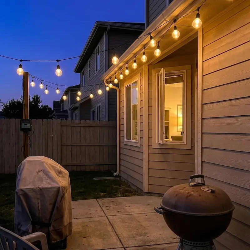 Solar G40 Globe String Lights for Patios & Backyard Bistros – 33/49/59 ft