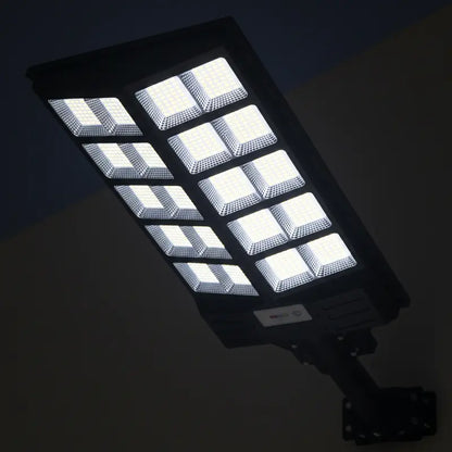 Solar panel with multiple LED lights on a dark background