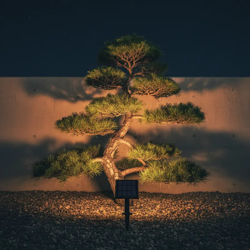 Reflective surface showing a tree with a dark sky above and light below.