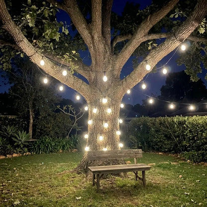 Solar G40 Globe String Lights for Patios & Backyard Bistros – 33/49/59 ft