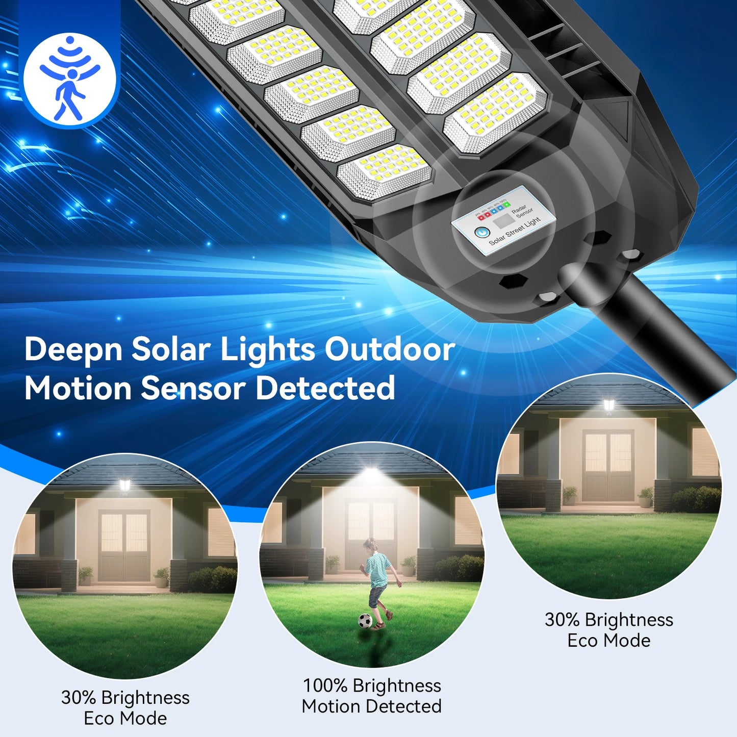 Solar LED Street Light with Motion Sensor for Driveways & Parking Areas – 9000mAh