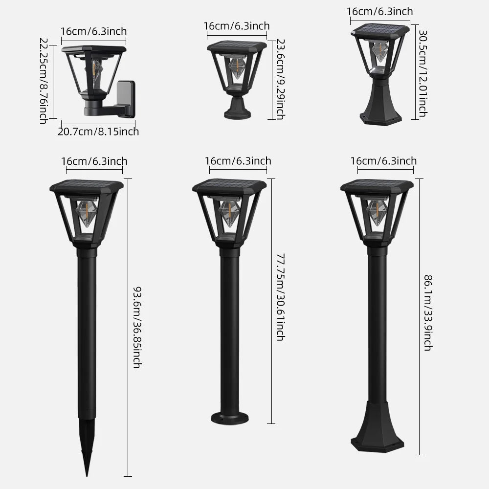 Multi-Style Solar Garden Light for Pathways, Patios & Lawns