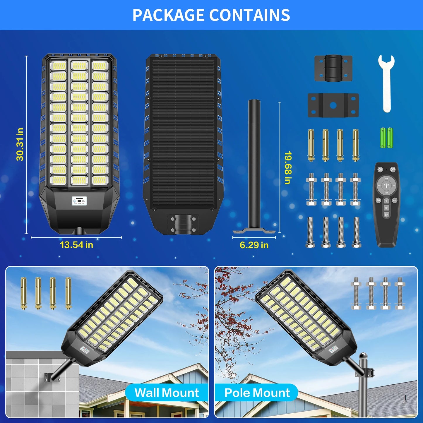 Commercial-Grade Solar Street Light with Motion Sensor (25000mAh)