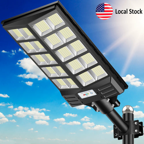 Solar Powered Street Light High Efficiency LED With Motion Sensor Long Runtime Remote Control US Inventory for Roads Yards