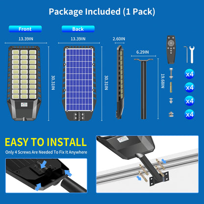 Solar LED Street Light with Intelligent Sensor for Roads & Yards – 25000mAh