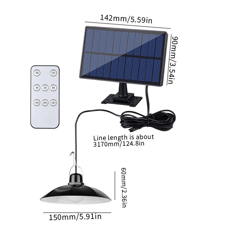 Solar Pendant Light with Remote Control for Sheds & Patios – Single/Double Head