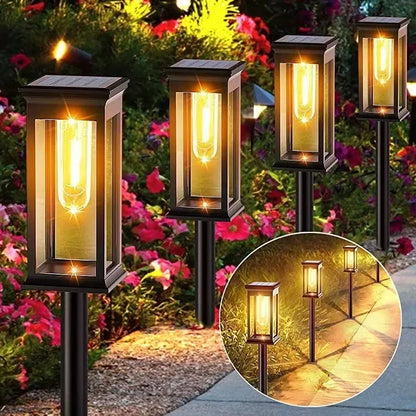 Vintage Solar Pathway Lights for Garden Walkways & Lawn Edges – 4/6/8 Pack