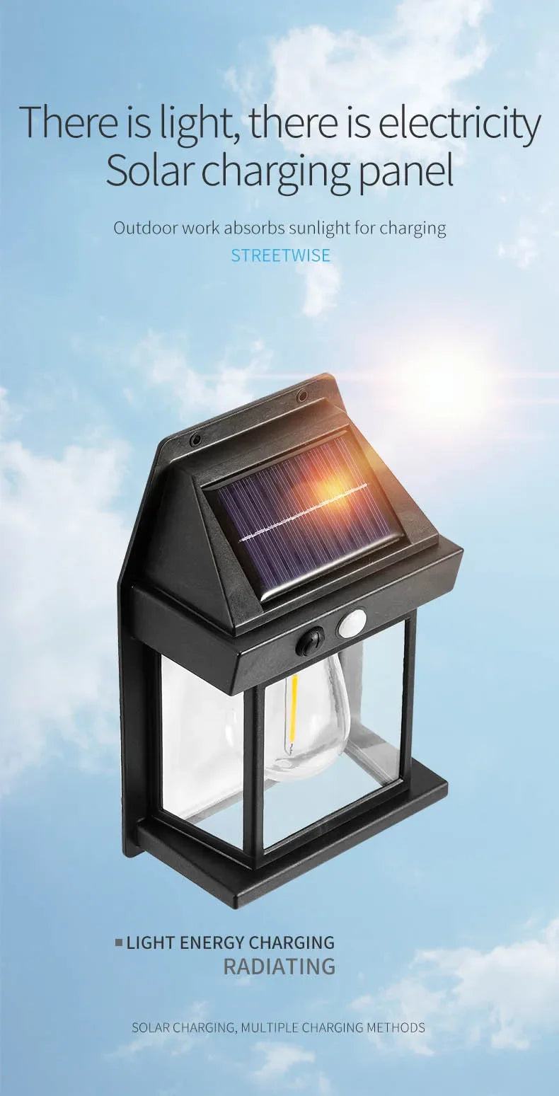 Solar Motion Sensor Wall Lantern for Fences & Porches