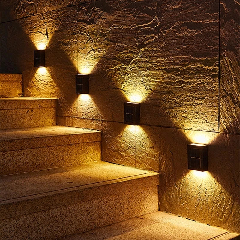 Solar Wall Lights with Dusk-to-Dawn Sensor for Porch & Fence – 6/8/12 LED