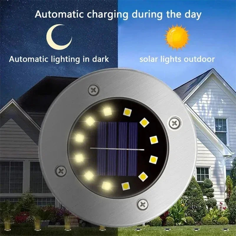 Solar In-Ground Lights Outdoor Waterproof Underground Disk Spotlight LED for Garden Lawn Yard Decoration 1-8 Pack