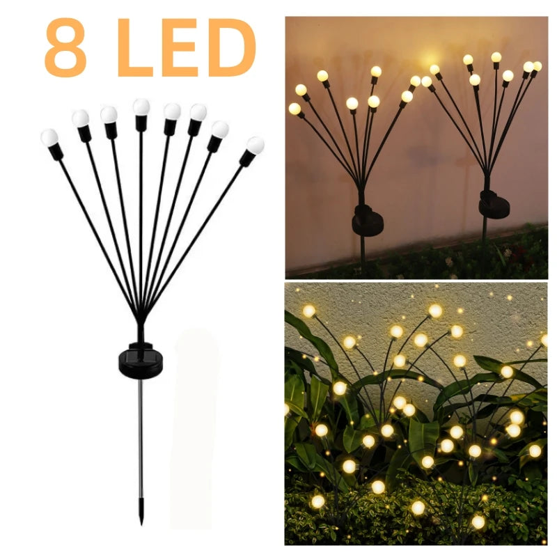 Swaying Solar Firefly Garden Lights for Patios & Garden Beds – 6/8/10 LED