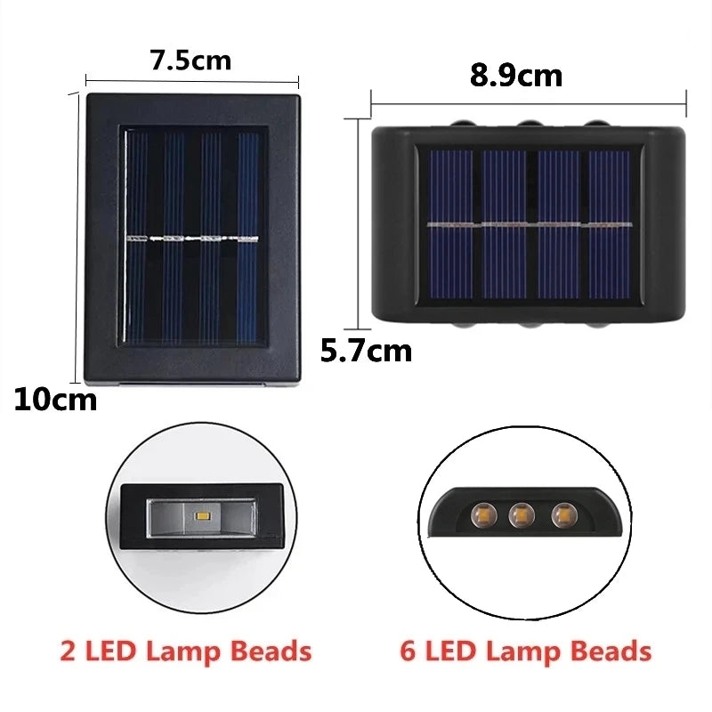 Solar Wall Lights with Dusk-to-Dawn Sensor for Porch & Fence – 6/8/12 LED