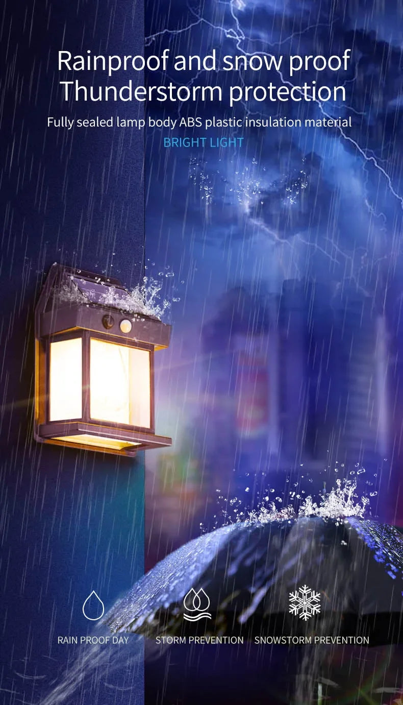 Solar Motion Sensor Wall Lantern for Fences & Porches