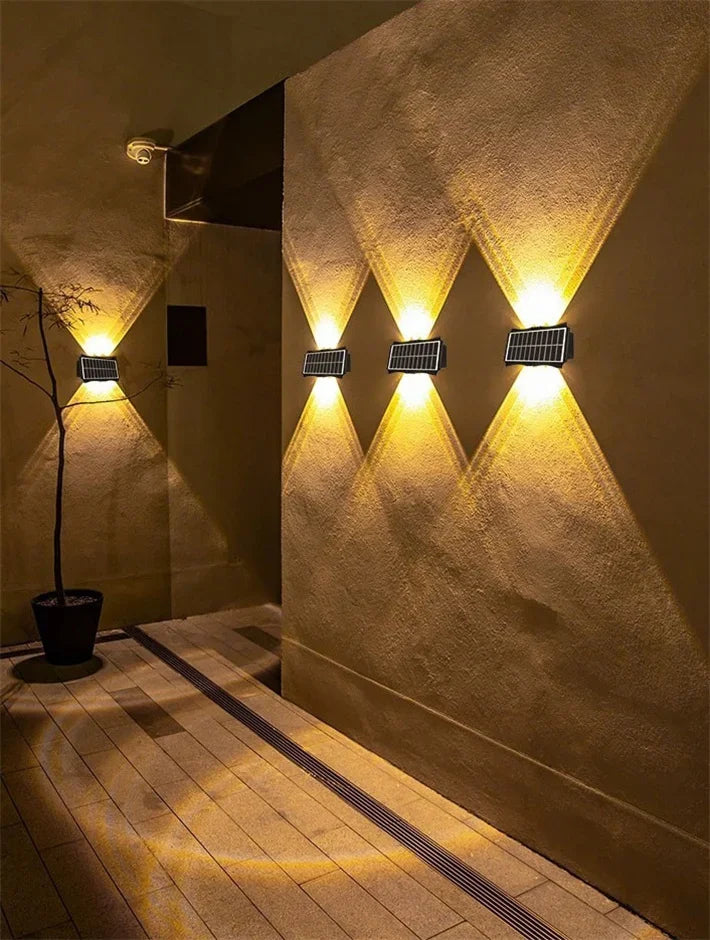 Up & Down Solar Wall Lights for Fences & Patio Walls – Warm White/RGB
