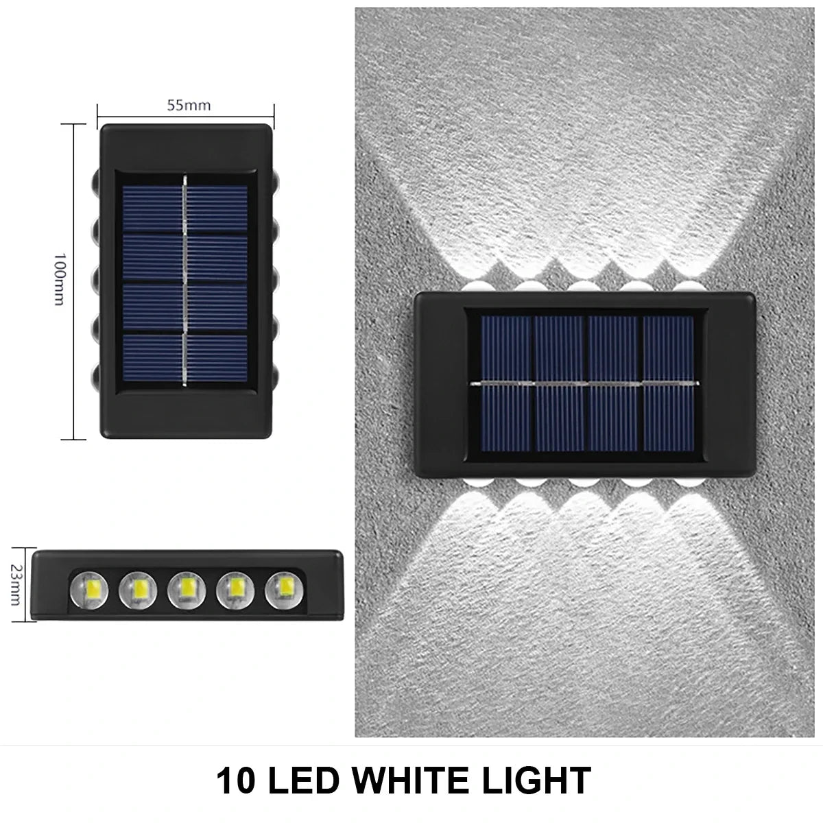 Solar Wall Lights Outdoor for Fence & Porch – 10 LED Up & Down, 2/6/10 Pack