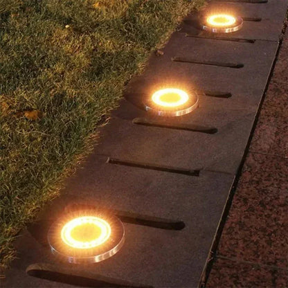 Solar In-Ground Disk Lights for Gardens & Lawn Edges – 20 LED, 1/4/8 Pack