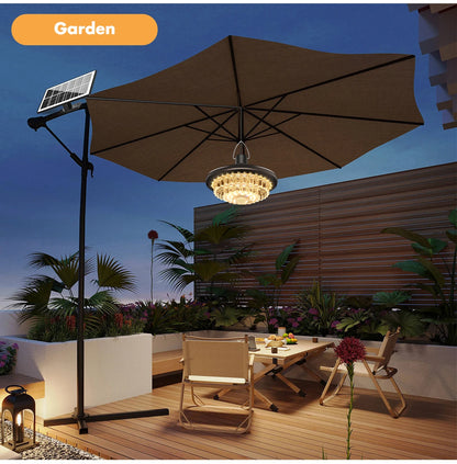 Waterproof Crystal Solar Pendent Light LED Solar Light Outdoor with Adjustable Color Changing Solar Garden Lamp for Gazebo Barn
