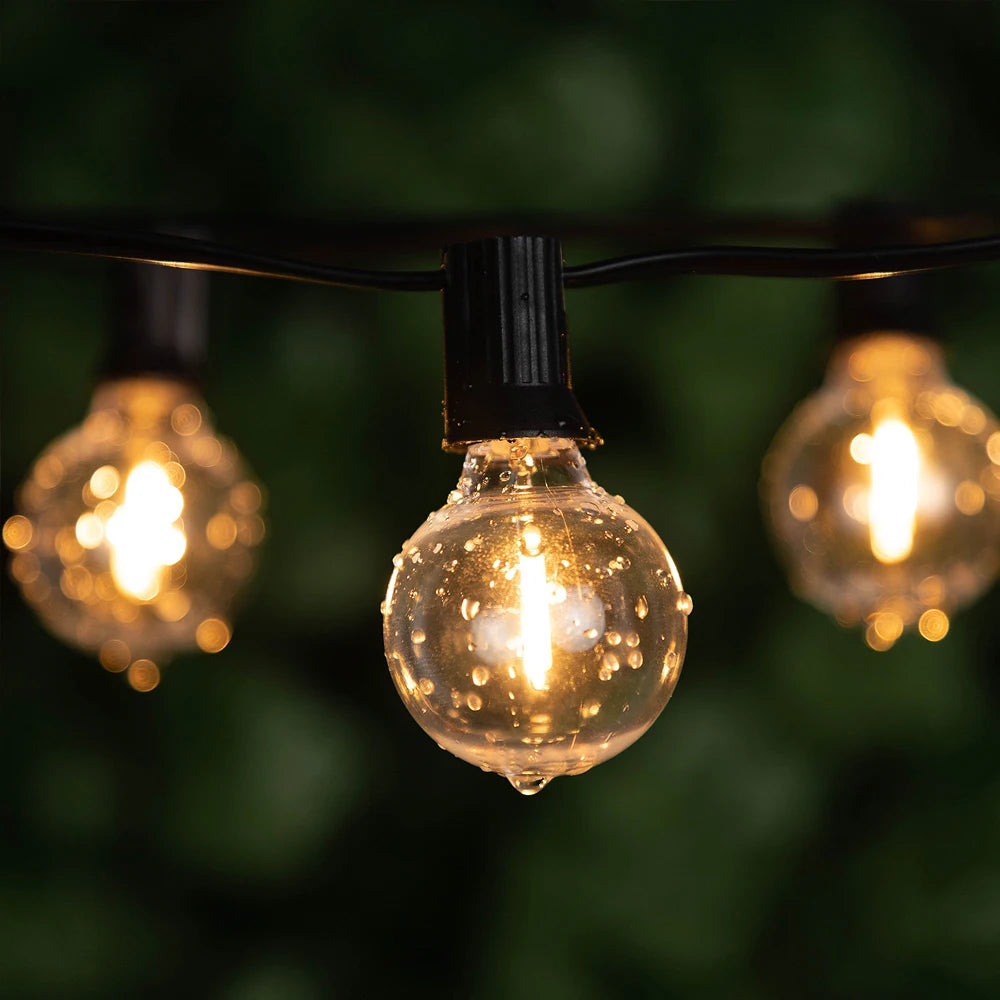 Solar G40 Globe String Lights for Patios & Backyard Bistros – 33/49/59 ft