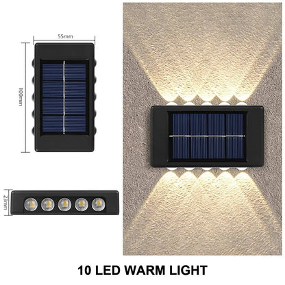 Solar Wall Lights Outdoor for Fence & Porch – 10 LED Up & Down, 2/6/10 Pack