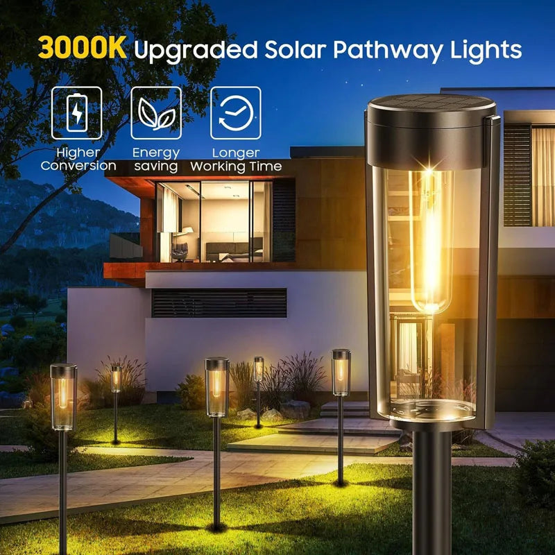 Retro Solar Pathway Lights for Garden Walkways & Backyard Paths