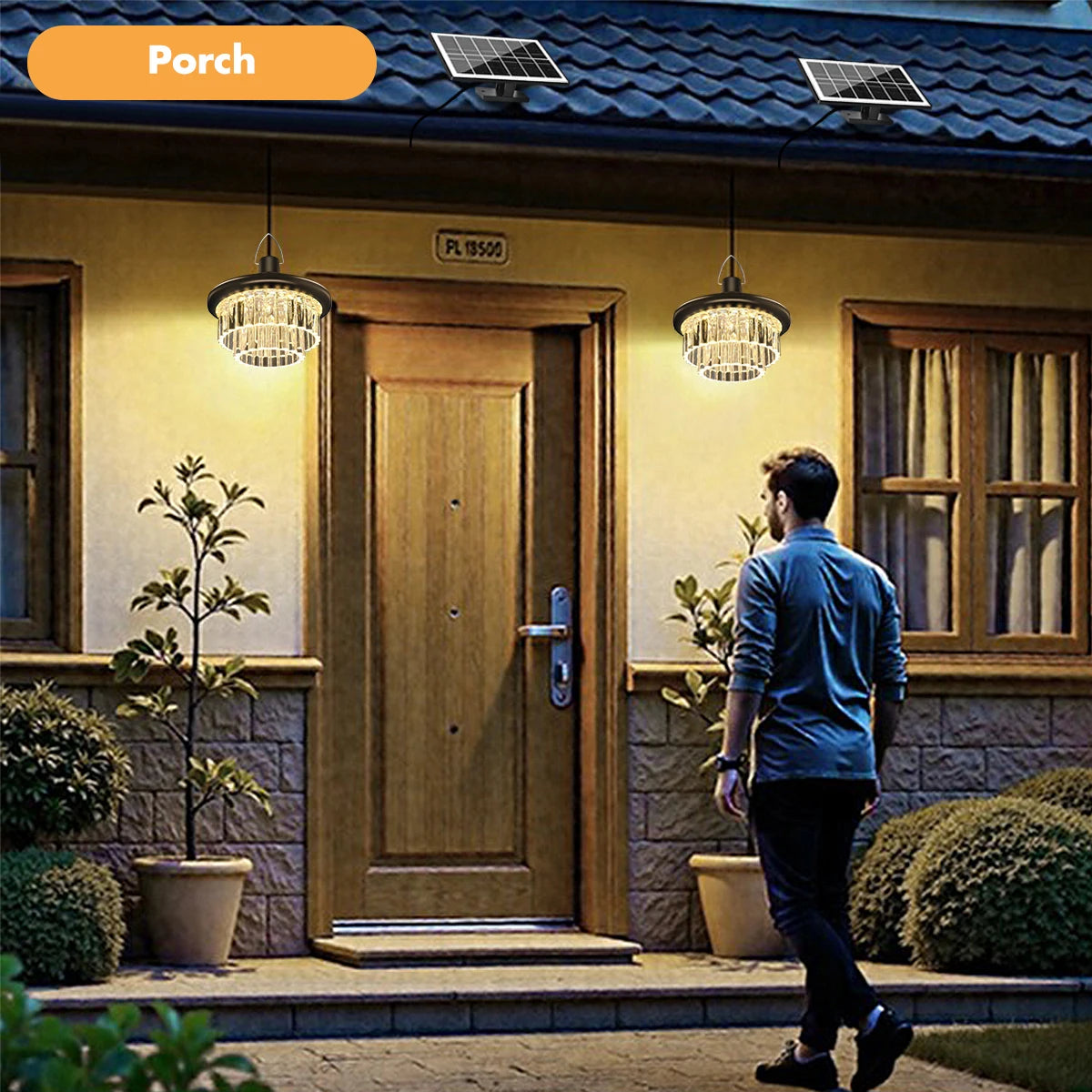 Waterproof Crystal Solar Pendent Light LED Solar Light Outdoor with Adjustable Color Changing Solar Garden Lamp for Gazebo Barn