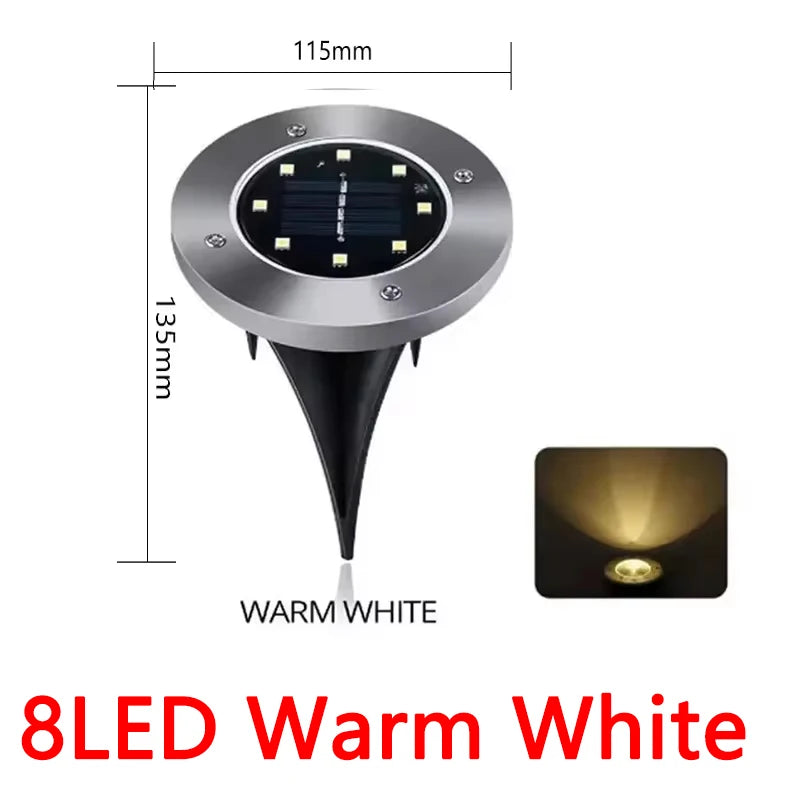 Solar In-Ground Disk Lights for Gardens & Lawn Edges – 20 LED, 1/4/8 Pack