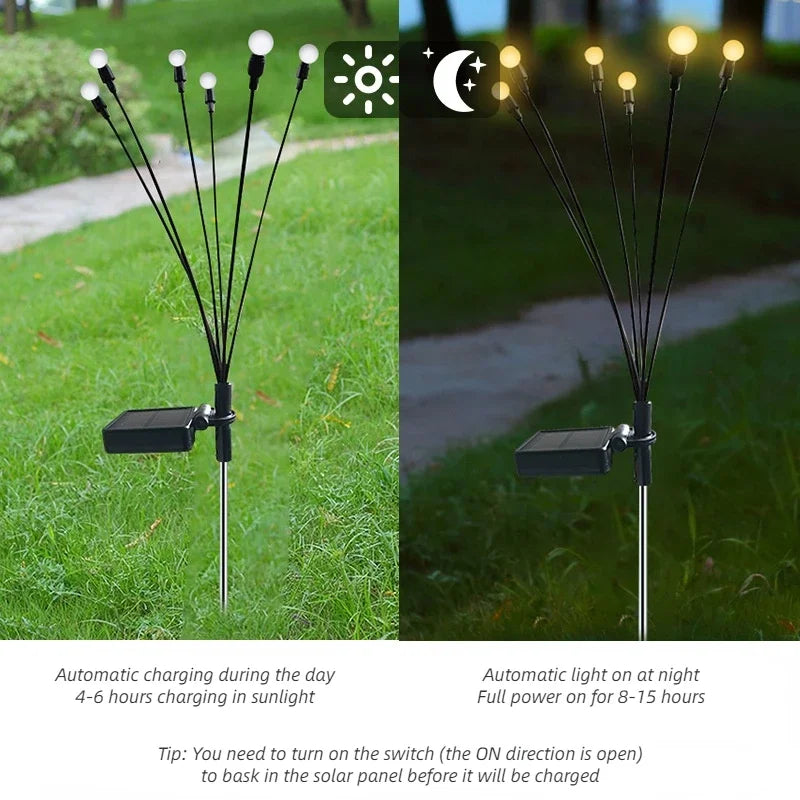 Swaying Solar Firefly Garden Lights for Patios & Garden Beds – 6/8/10 LED