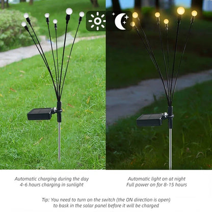 Swaying Solar Firefly Garden Lights for Patios & Garden Beds – 6/8/10 LED