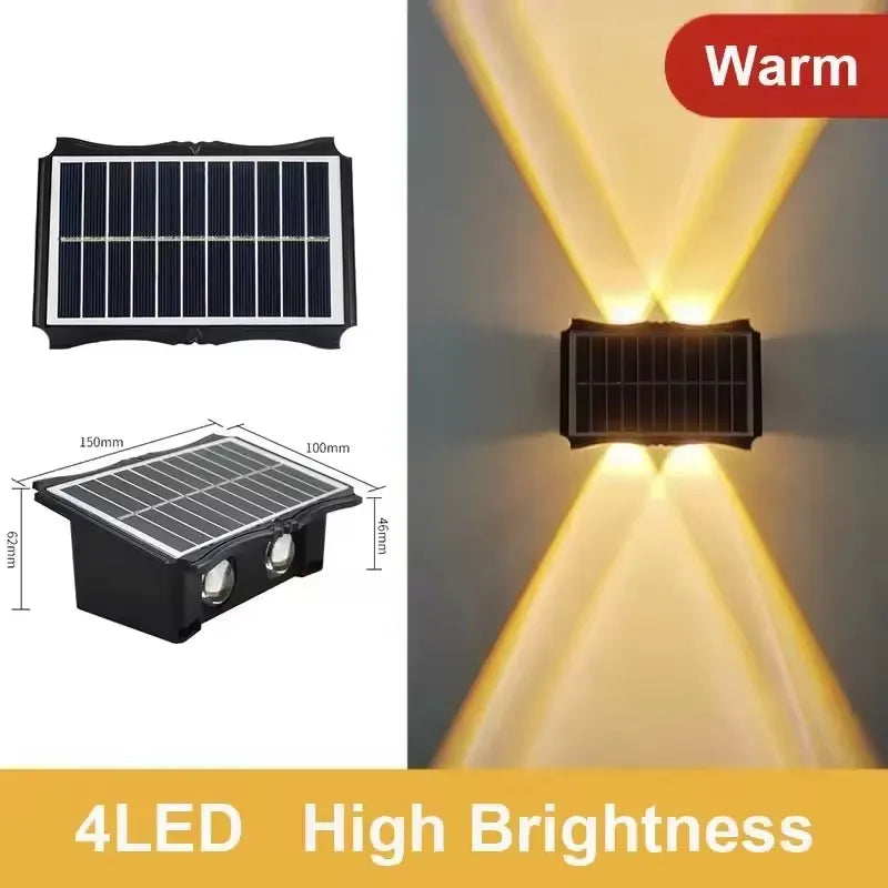 Up & Down Solar Wall Lights for Fences & Patio Walls – Warm White/RGB