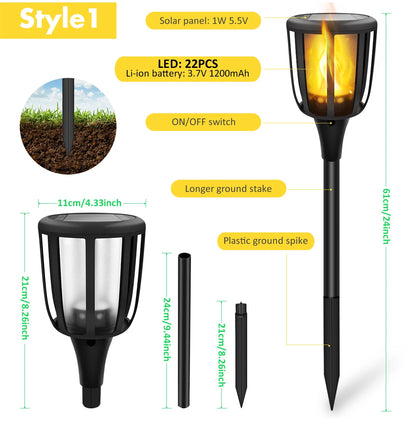 Solar Flame Torch Lights for Garden Paths & Lawn Edges – 1/2 Pack