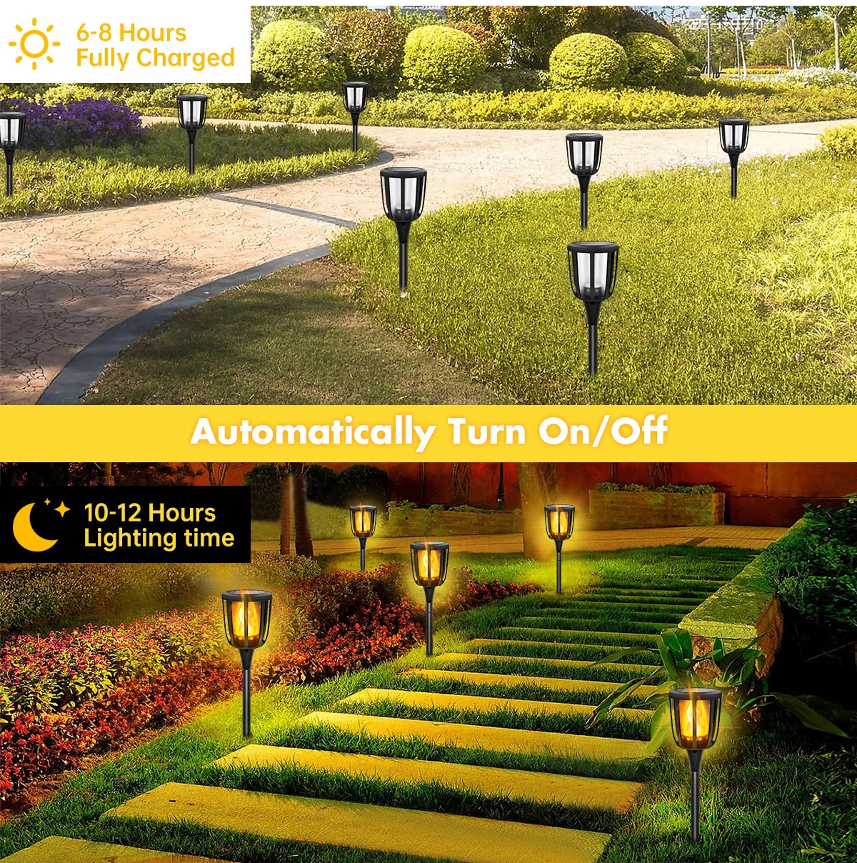 Solar Flame Torch Lights for Garden Paths & Lawn Edges – 1/2 Pack