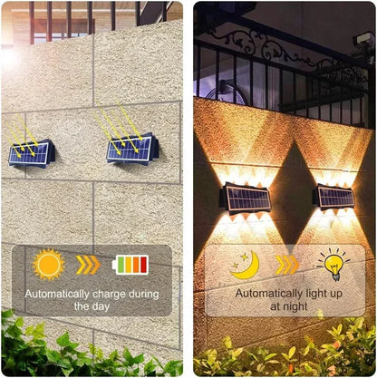 Up & Down Solar Wall Lights for Fences & Patio Walls – Warm White/RGB
