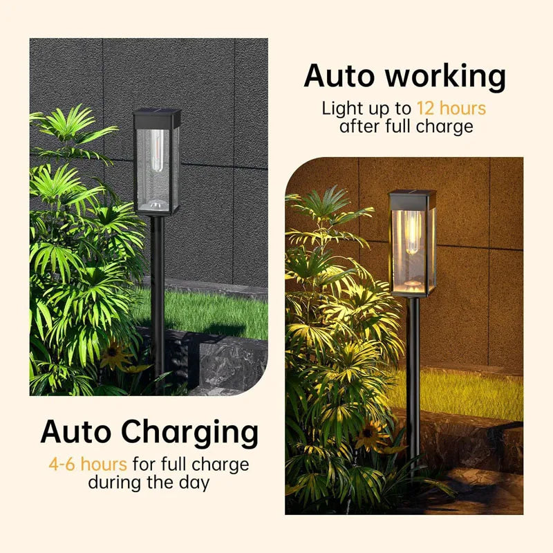 Retro Solar Pathway Lights for Garden Walkways & Backyard Paths