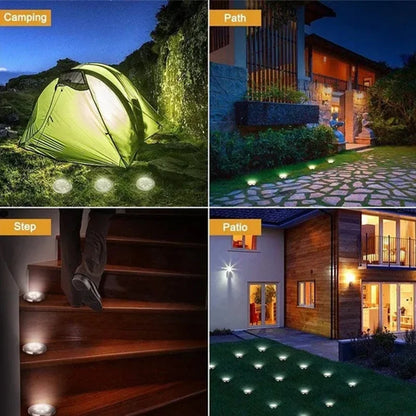 Solar In-Ground Disk Lights for Gardens & Lawn Edges – 20 LED, 1/4/8 Pack