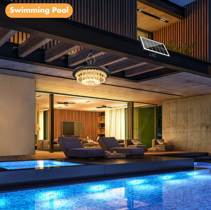 Waterproof Crystal Solar Pendent Light LED Solar Light Outdoor with Adjustable Color Changing Solar Garden Lamp for Gazebo Barn