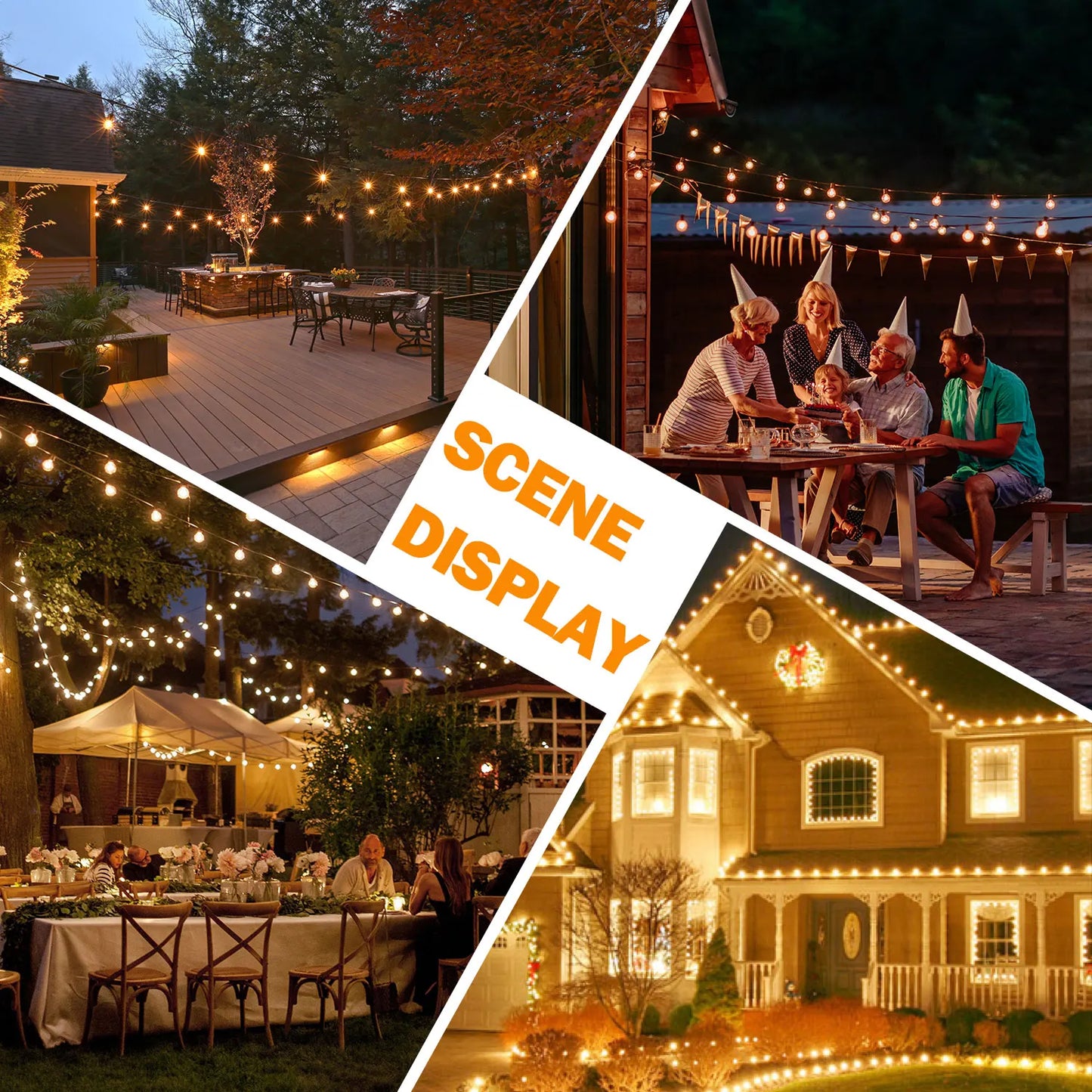Solar G40 Globe String Lights for Patios & Backyard Bistros – 33/49/59 ft