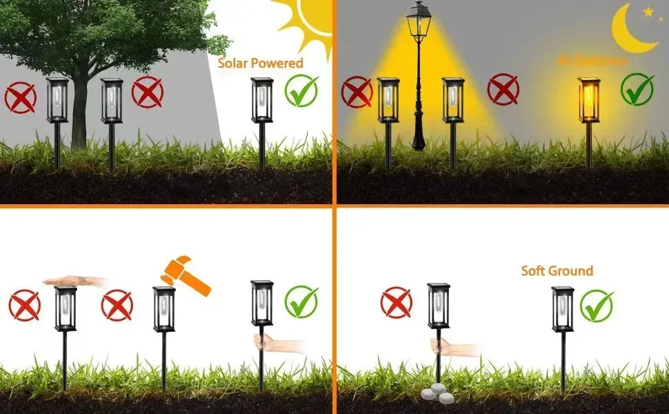 Vintage Solar Pathway Lights for Garden Walkways & Lawn Edges – 4/6/8 Pack