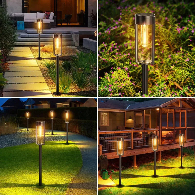 Retro Solar Pathway Lights for Garden Walkways & Backyard Paths
