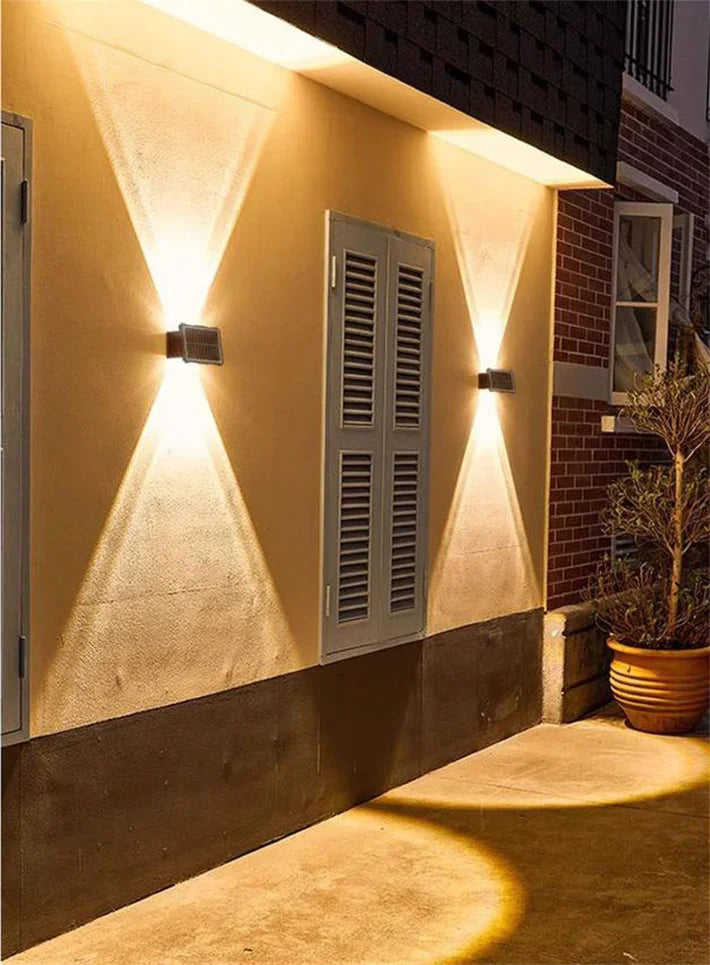 Up & Down Solar Wall Lights for Fences & Patio Walls – Warm White/RGB
