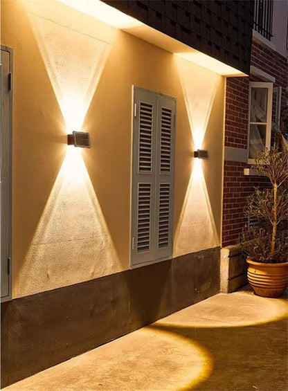 Up & Down Solar Wall Lights for Fences & Patio Walls – Warm White/RGB