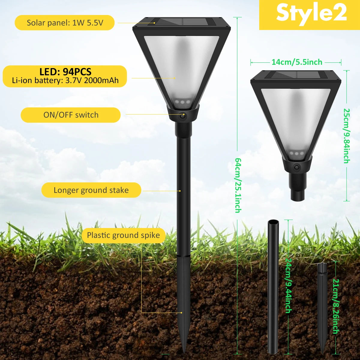 Solar Flame Torch Lights for Garden Paths & Lawn Edges – 1/2 Pack