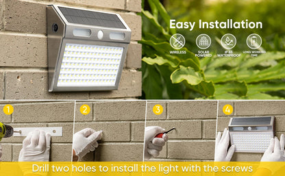 Solar Sensor Wall Light for Doors & Garden Railings – 112 LED