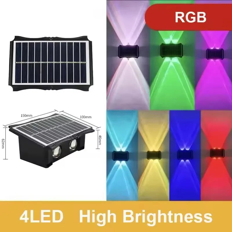 Up & Down Solar Wall Lights for Fences & Patio Walls – Warm White/RGB