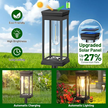 Retro Solar Pathway Lights for Garden Walkways & Backyard Paths
