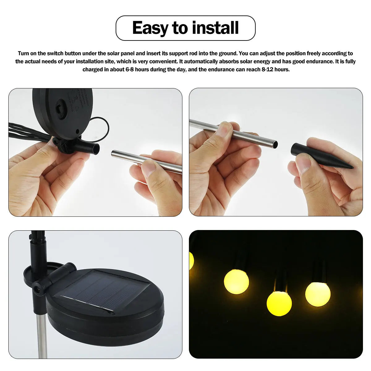 Swaying Solar Firefly Garden Lights for Patios & Garden Beds – 6/8/10 LED