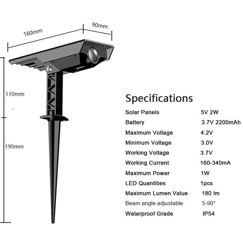 Solar Pathway Spotlights Outdoor Waterproof LED Landscape Lighting Lamp for Garden Yard Driveway