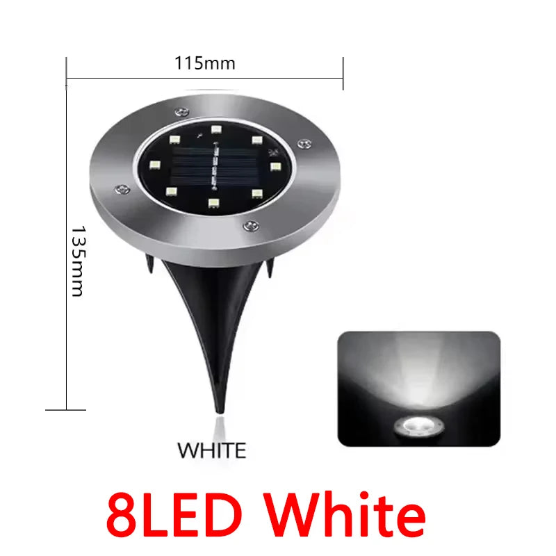 Solar In-Ground Disk Lights for Gardens & Lawn Edges – 20 LED, 1/4/8 Pack