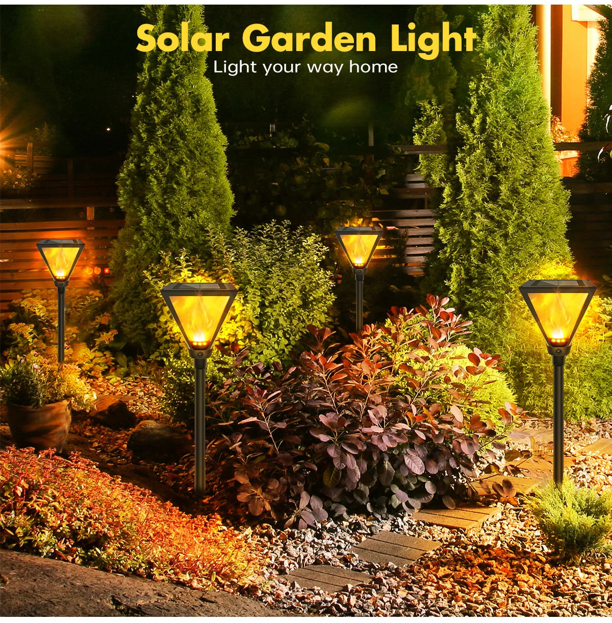 Solar Flame Torch Lights for Garden Paths & Lawn Edges – 1/2 Pack