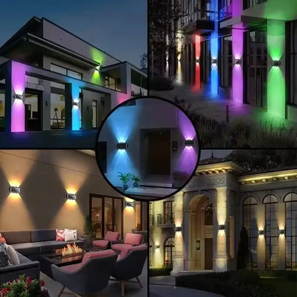 Up & Down Solar Wall Lights for Fences & Patio Walls – Warm White/RGB